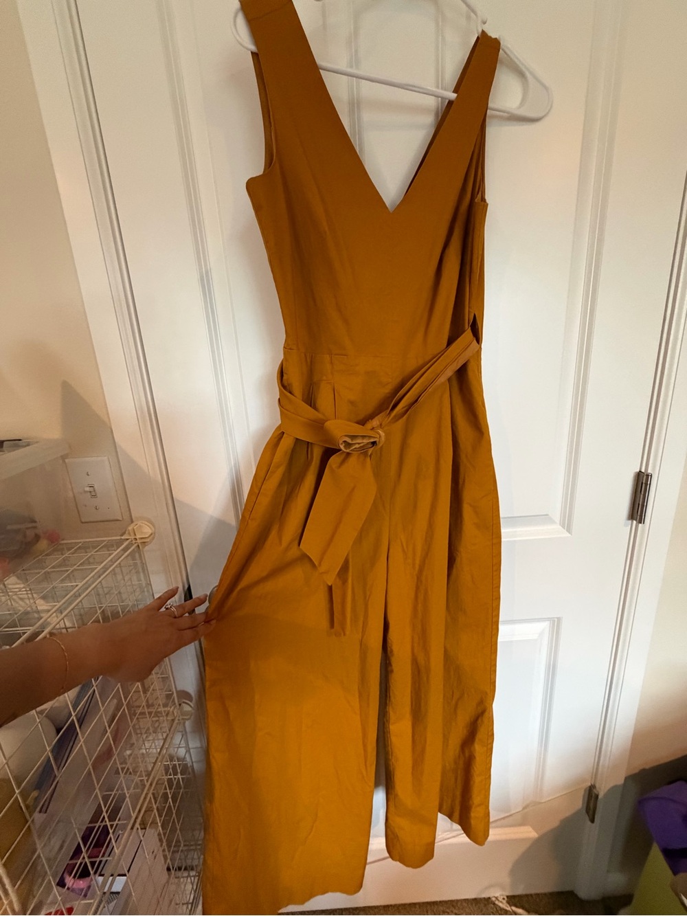J. Crew Mustard Sleeveless V-Neck Jumpsuit